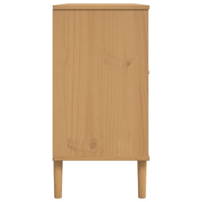 Skænk Senja 112X40X80 Cm Rattan-Look Massivt Fyrretræ