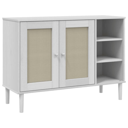 Skænk Senja 112X40X80 Cm Rattan-Look Massivt Fyrretræ