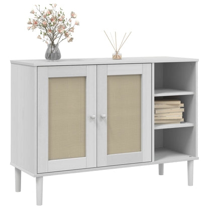 Skænk Senja 112X40X80 Cm Rattan-Look Massivt Fyrretræ