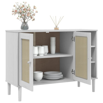 Skænk Senja 112X40X80 Cm Rattan-Look Massivt Fyrretræ