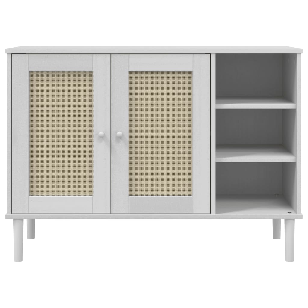 Skænk Senja 112X40X80 Cm Rattan-Look Massivt Fyrretræ
