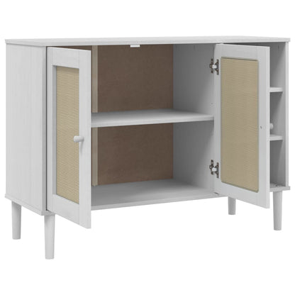 Skænk Senja 112X40X80 Cm Rattan-Look Massivt Fyrretræ