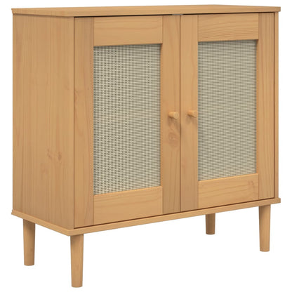 Skænk Senja 80X35X80 Cm Rattan-Look Massivt Fyrretræ
