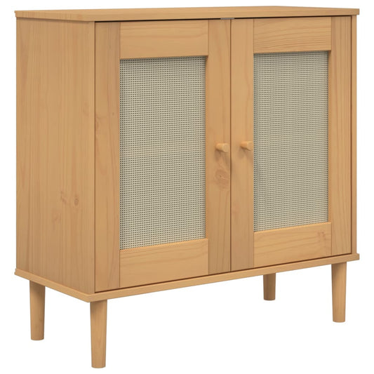 Skænk Senja 80X35X80 Cm Rattan-Look Massivt Fyrretræ