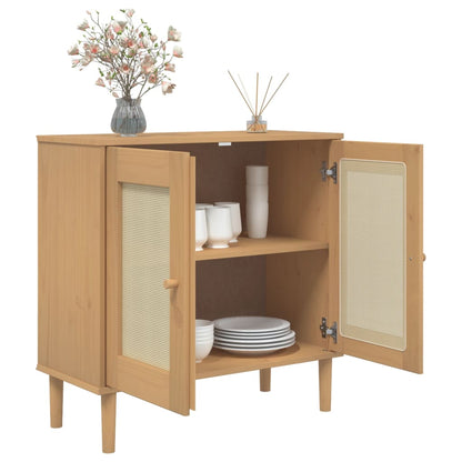 Skænk Senja 80X35X80 Cm Rattan-Look Massivt Fyrretræ