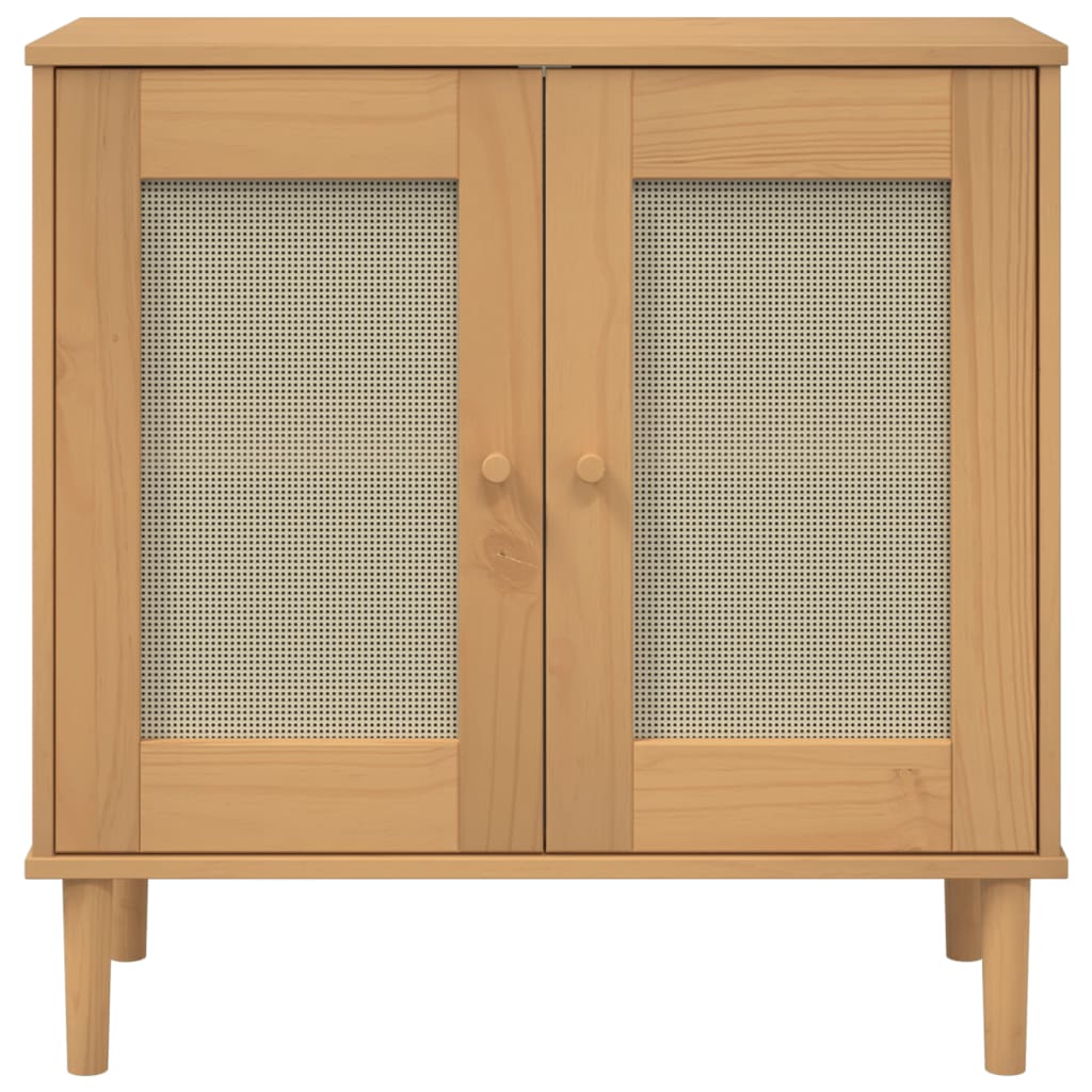 Skænk Senja 80X35X80 Cm Rattan-Look Massivt Fyrretræ