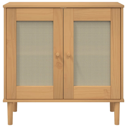 Skænk Senja 80X35X80 Cm Rattan-Look Massivt Fyrretræ