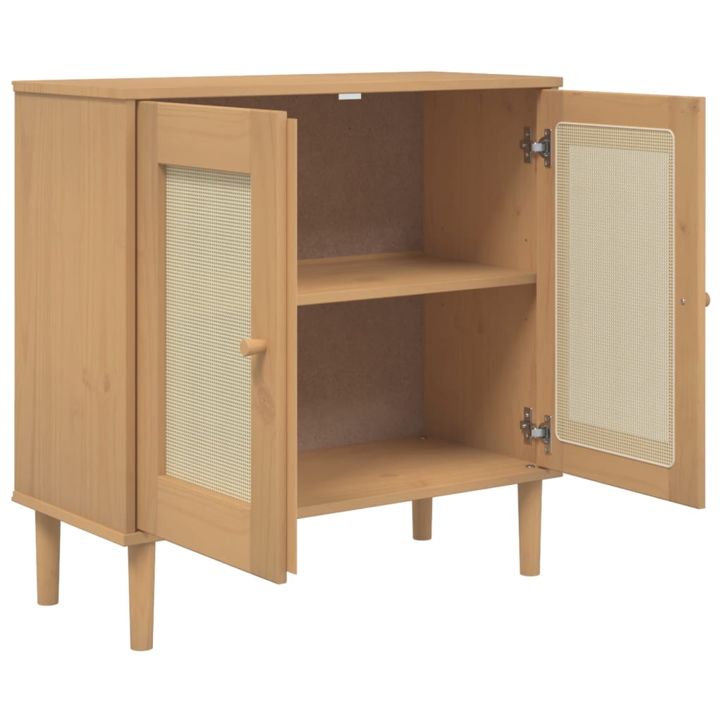 Skænk Senja 80X35X80 Cm Rattan-Look Massivt Fyrretræ