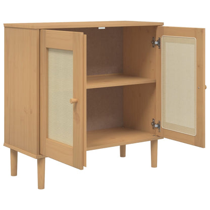 Skænk Senja 80X35X80 Cm Rattan-Look Massivt Fyrretræ