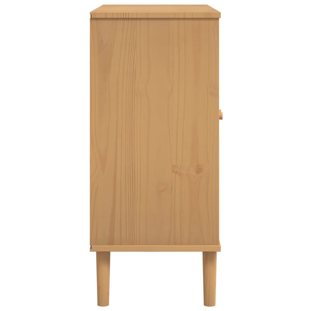 Skænk Senja 80X35X80 Cm Rattan-Look Massivt Fyrretræ