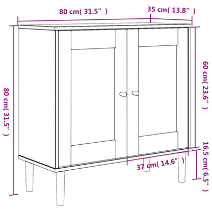 Skænk Senja 80X35X80 Cm Rattan-Look Massivt Fyrretræ