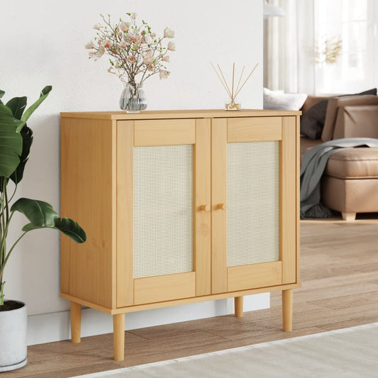Skænk Senja 80X35X80 Cm Rattan-Look Massivt Fyrretræ