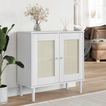 Skænk Senja 80X35X80 Cm Rattan-Look Massivt Fyrretræ