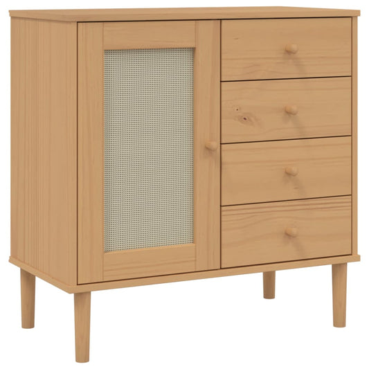 Skænk Senja 80X40X80 Cm Rattan-Look Massivt Fyrretræ