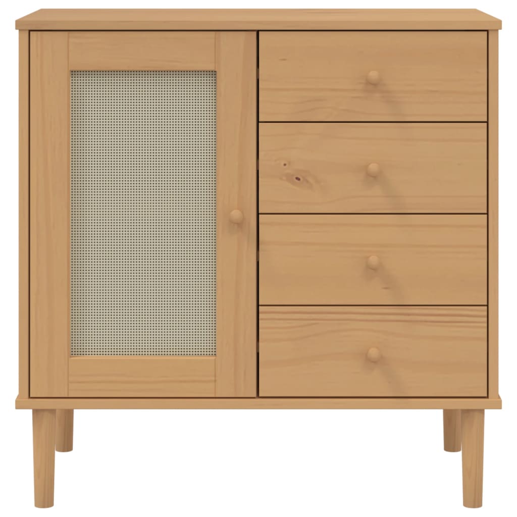 Skænk Senja 80X40X80 Cm Rattan-Look Massivt Fyrretræ