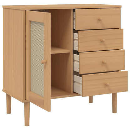 Skænk Senja 80X40X80 Cm Rattan-Look Massivt Fyrretræ
