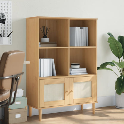 Skænk Senja 90X35X130 Rattanlook Massivt Fyrretræ