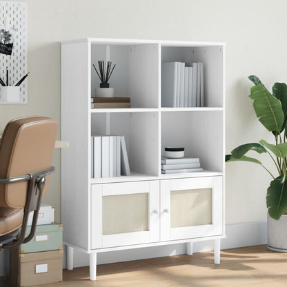 Skænk Senja 90X35X130 Rattanlook Massivt Fyrretræ