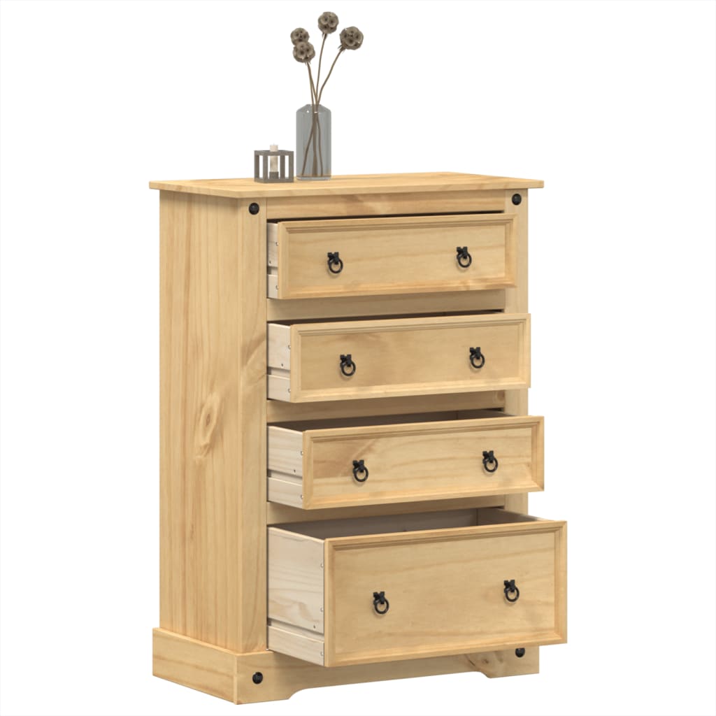 Kommode Corona 80X43X114 Cm Massivt Fyrretræ