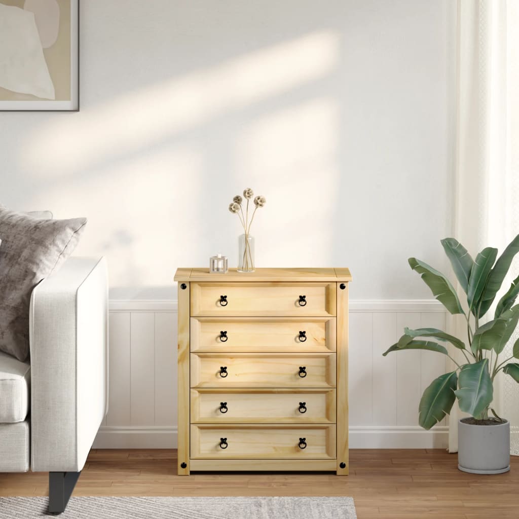 Kommode Corona 80X40X89 Cm Massivt Fyrretræ