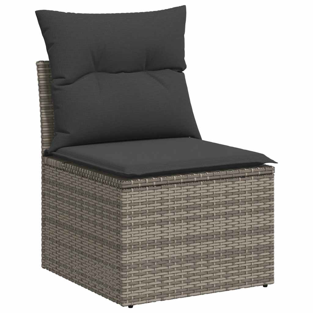 Loungesæt Til Haven 11 Dele Med Hynder Polyrattan Grå