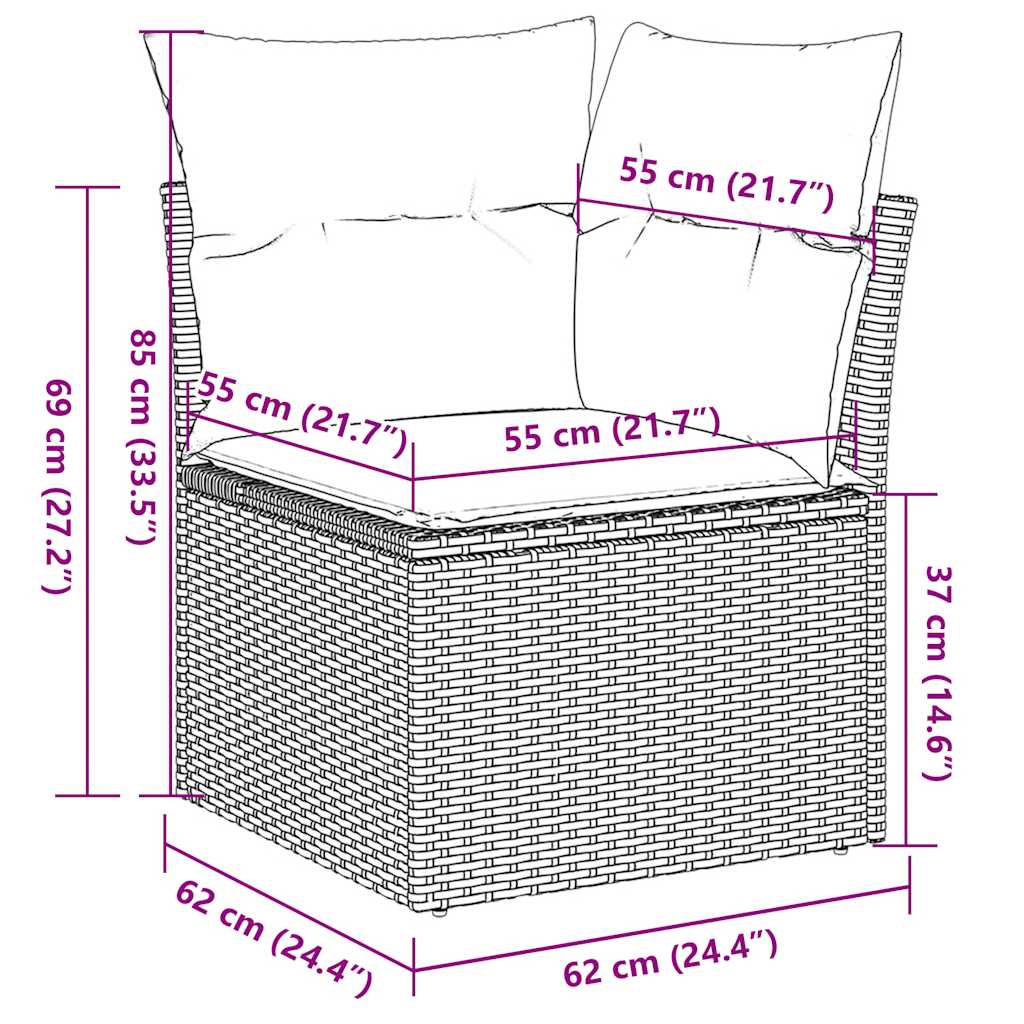 Loungesæt Til Haven 11 Dele Med Hynder Polyrattan