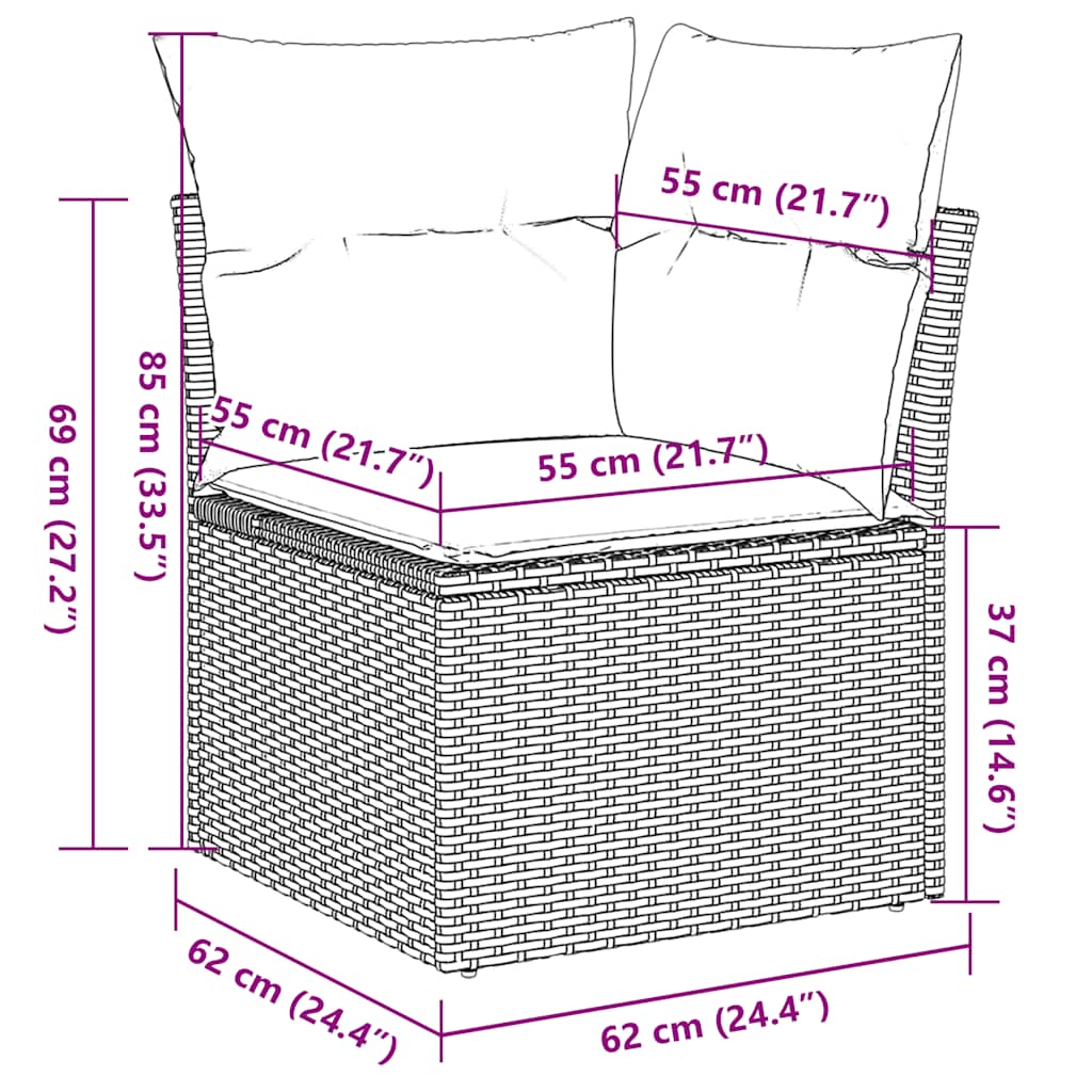 Loungesæt Til Haven 11 Dele Med Hynder Polyrattan