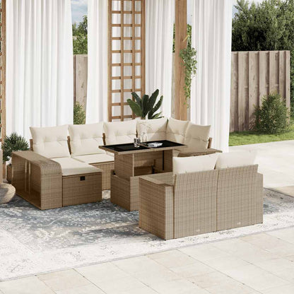 Loungesæt Til Haven 11 Dele Med Hynder Polyrattan Grå