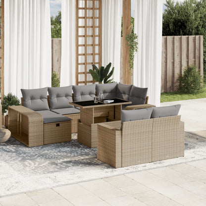 Loungesæt Til Haven 11 Dele Med Hynder Polyrattan Grå