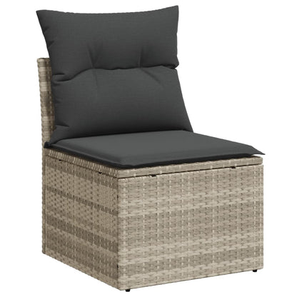 Loungesæt Til Haven 11 Dele Med Hynder Polyrattan Grå
