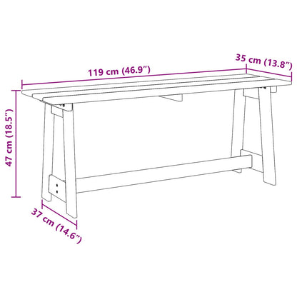 Udendørs Bænk 119 X 37 X 47 Cm Massiv Fyrretræ