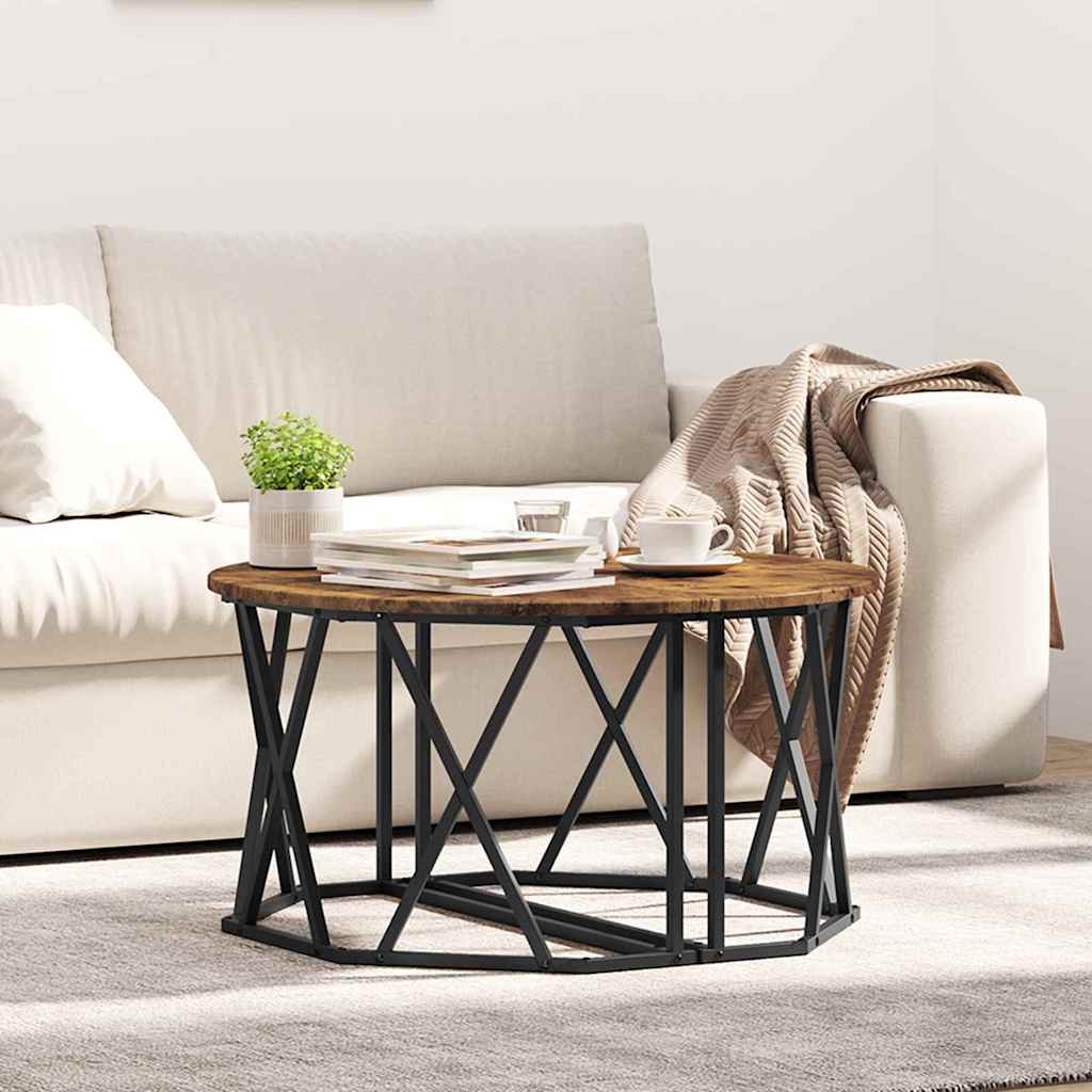 Sofabord Etræ 80 X 80 X 42 Cm Ingeniørtræ Og Stål