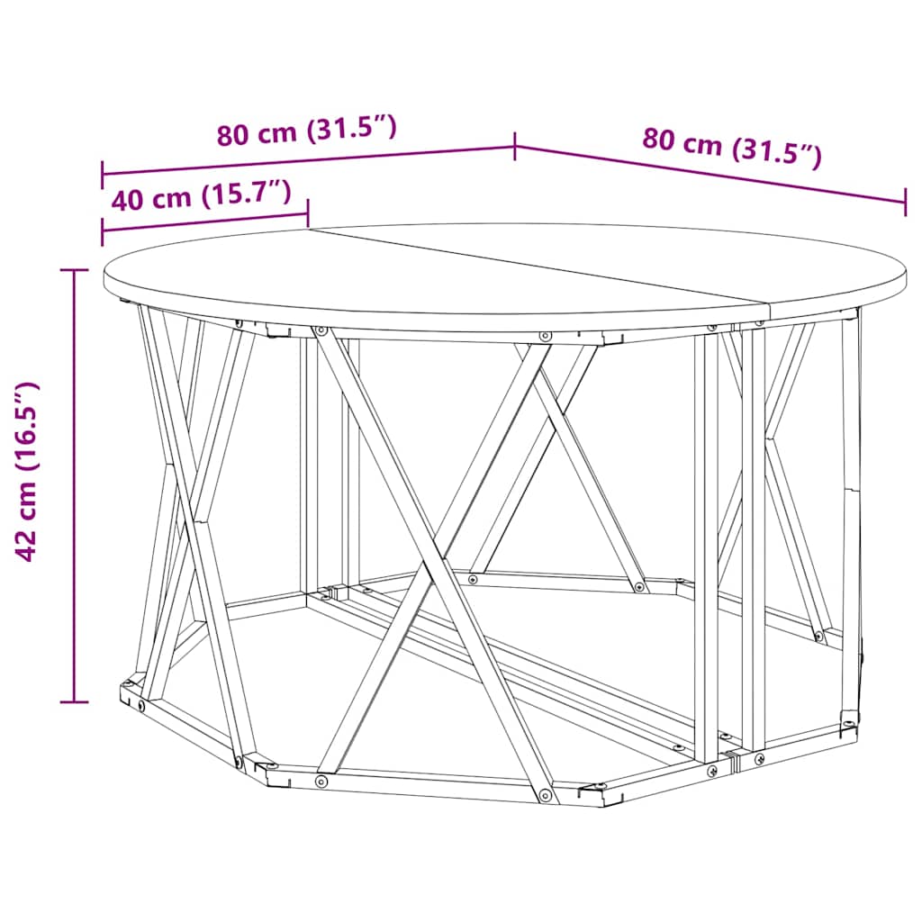 Sofabord Etræ 80 X 80 X 42 Cm Ingeniørtræ Og Stål