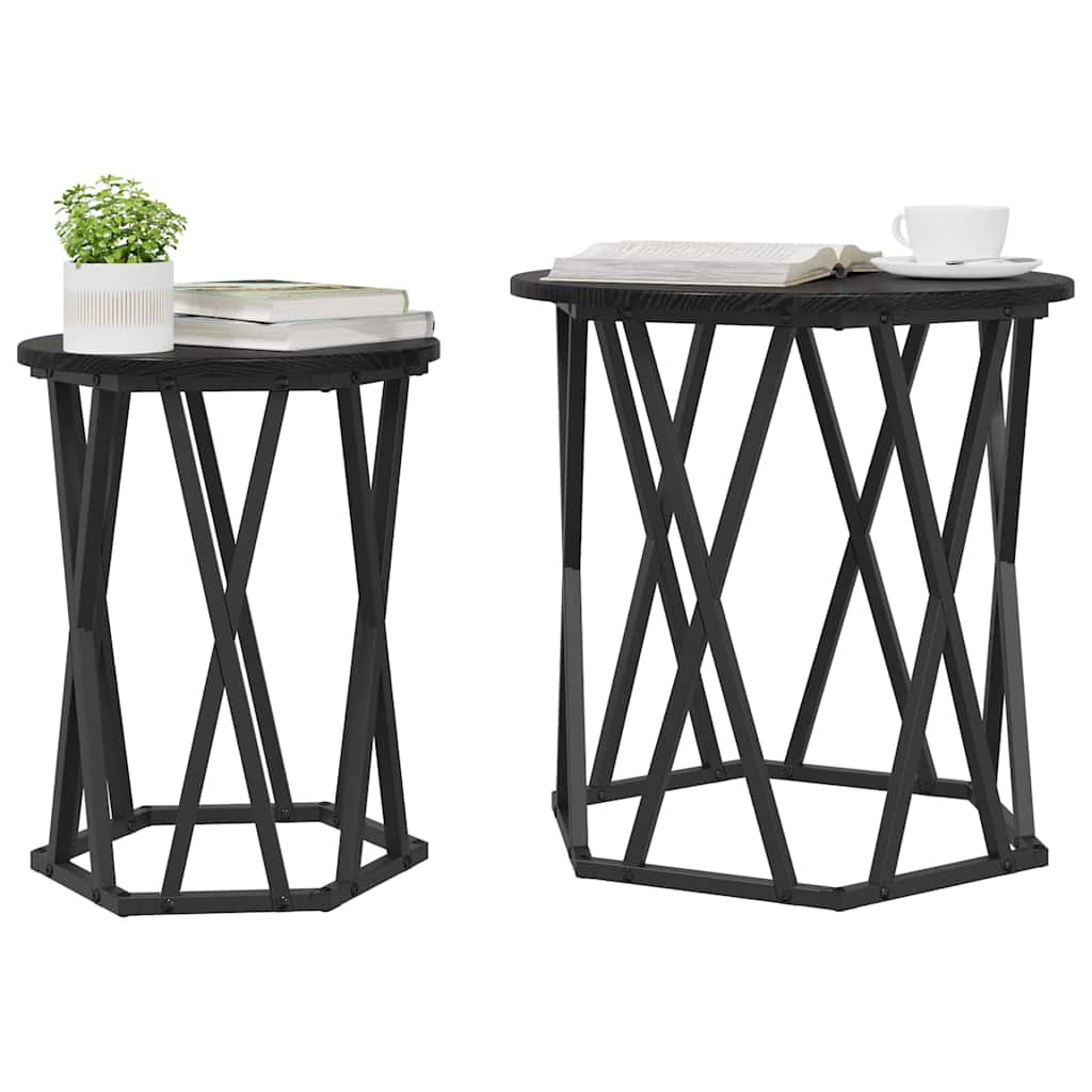 Sofabord 2 Stk. 50 X 50 X 50 Cm Ingeniørtræ Og Stål