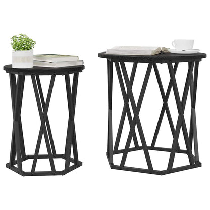 Sofabord 2 Stk. 50 X 50 X 50 Cm Ingeniørtræ Og Stål