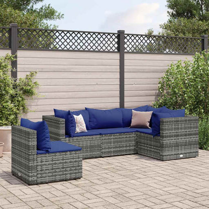 Loungesæt Til Haven 6 Dele Med Hynder Polyrattan Brun