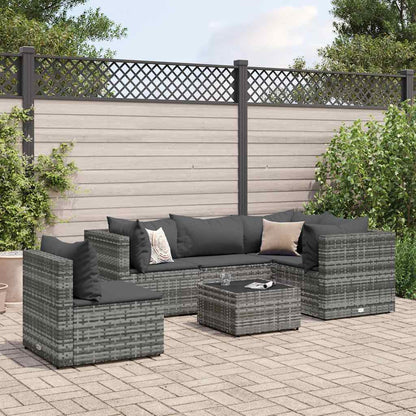 Loungesæt Til Haven 6 Dele Med Hynder Polyrattan Brun