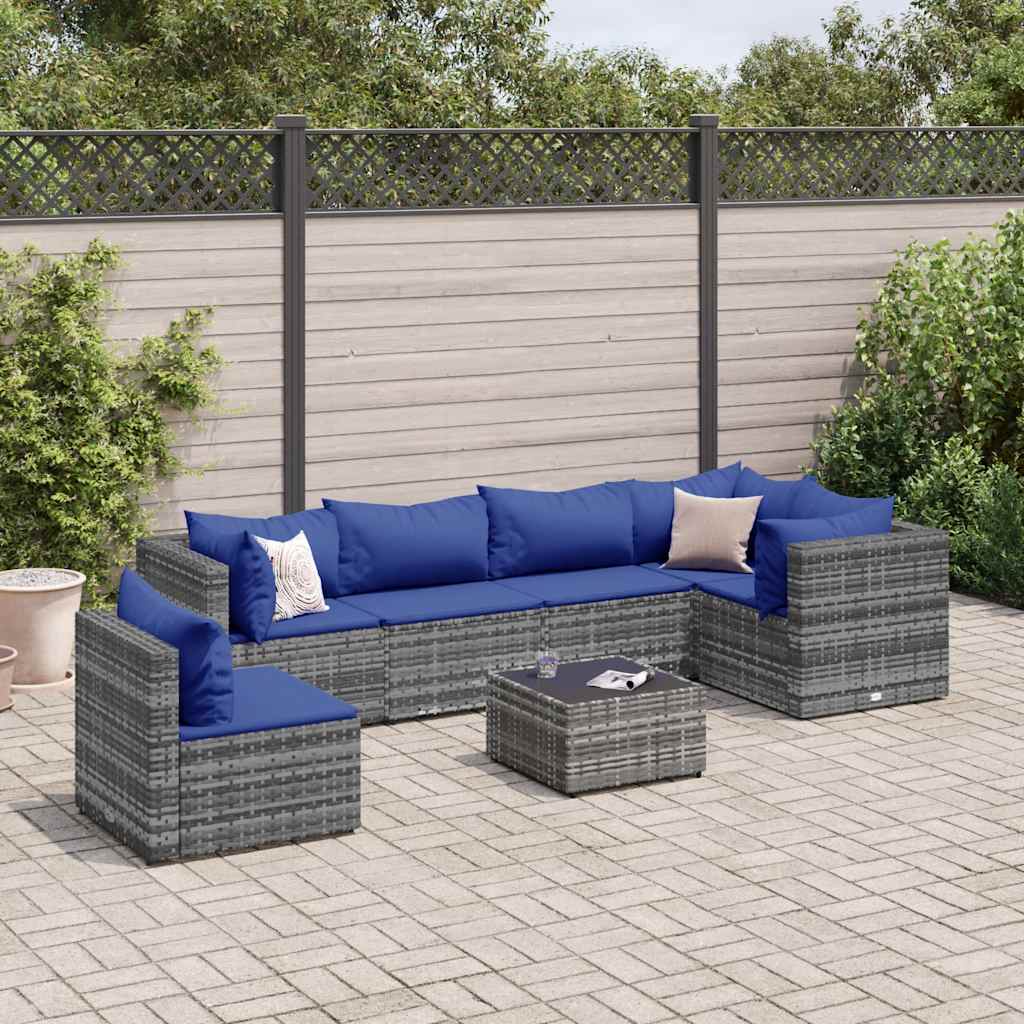 Loungesæt Til Haven 6 Dele Med Hynder Polyrattan Brun
