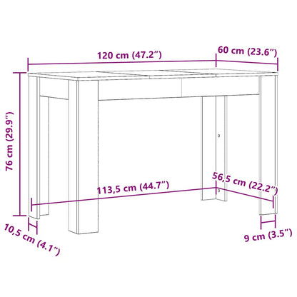 Spisebord 120X60X76 Cm Konstrueret Træ Antikt Træ