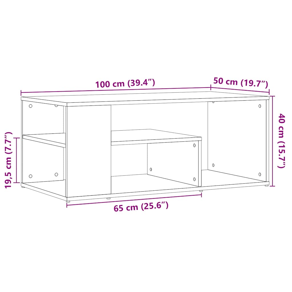 Sofabord 100X50X40 Cm Konstrueret Træ Egetræsfarve