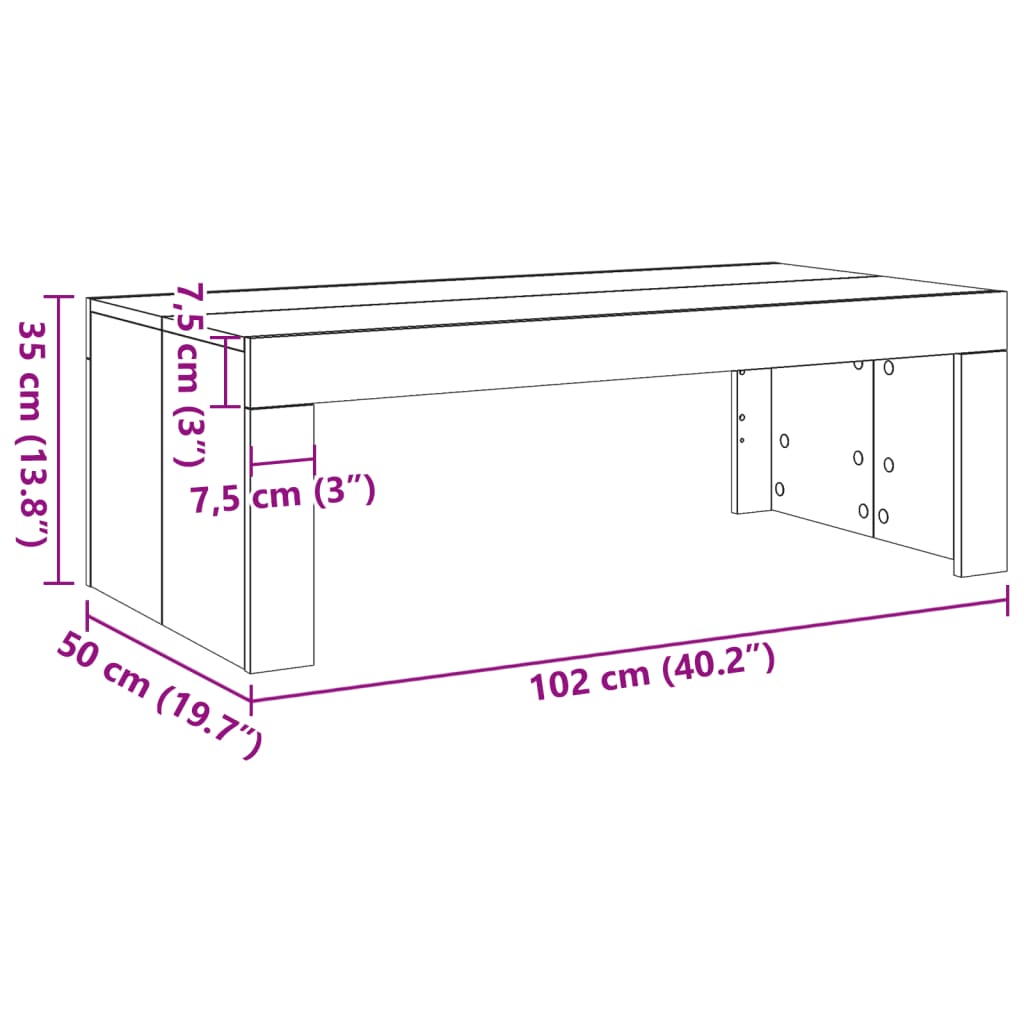 Sofabord 102X50X35 Cm Konstrueret Træ Kunsteg