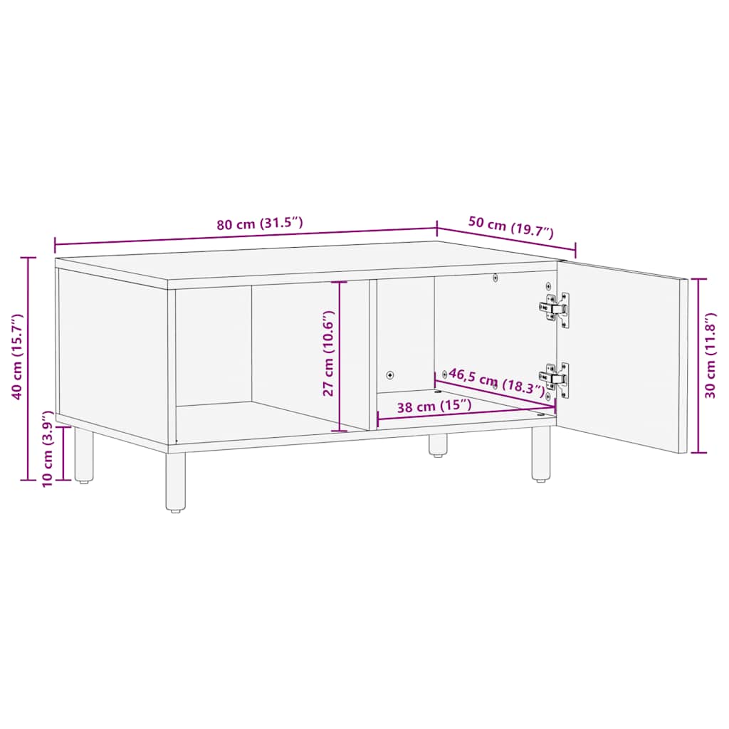 Sofabord 80X50X40 Cm Massivt