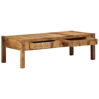 Sofabord Med Skuffe Brun 110 X 54 X 35 Cm Solid Genbrugs Træ