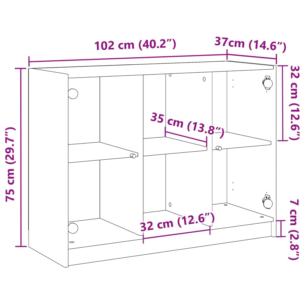 Skænk 102X37X75,5 Cm Konstrueret Træ Kunsteg