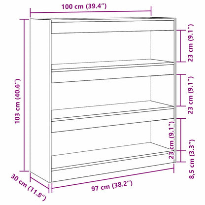 Bogskab 3 Niveauer 100 X 30 X 103 Cm Konstrueret Træ