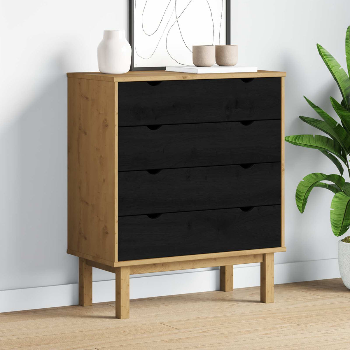 Kommode Otta 76,5X39,5X90 Cm Massivt Fyrretræ
