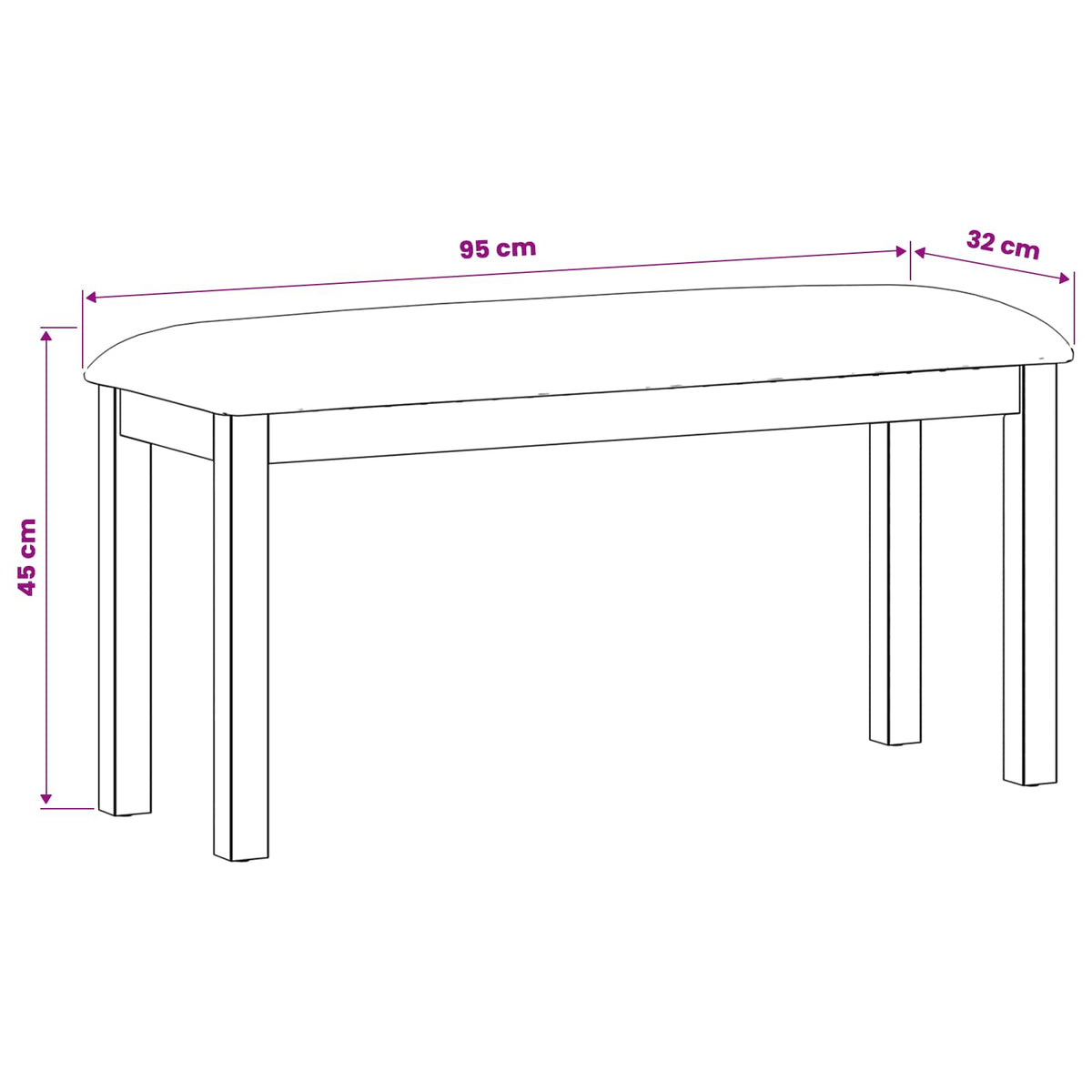 Spisebænk 95 X 32 X 45 Cm Massivt Eg Træ Sort