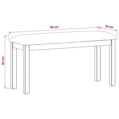 Spisebænk 95 X 32 X 45 Cm Massivt Eg Træ Sort