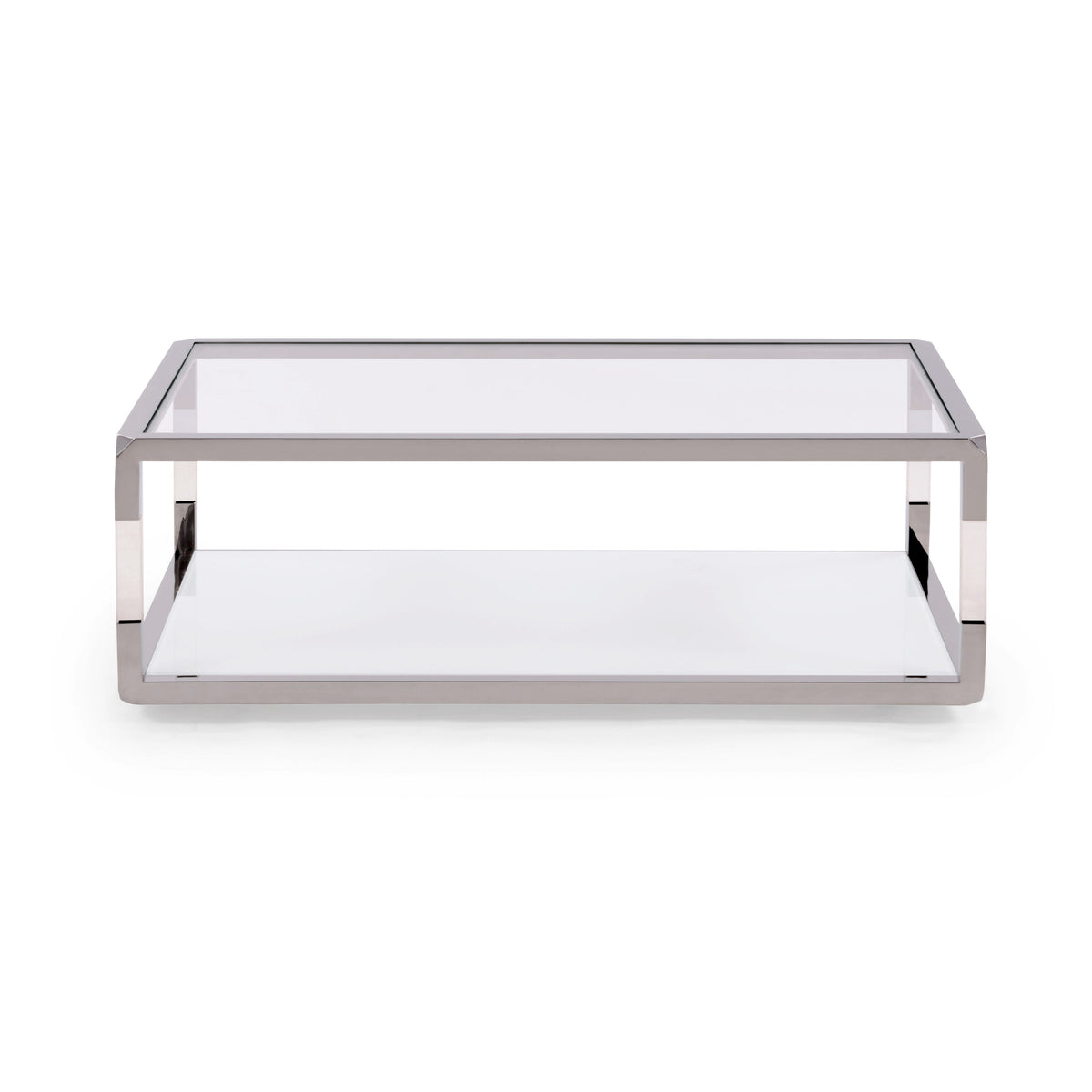 Jasper Rectangular Coffee Table in Acrylic, White Glass and Polished Stainless Steel