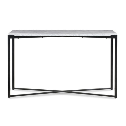 Saxon Console Table in Carrara Marble and Matte Black